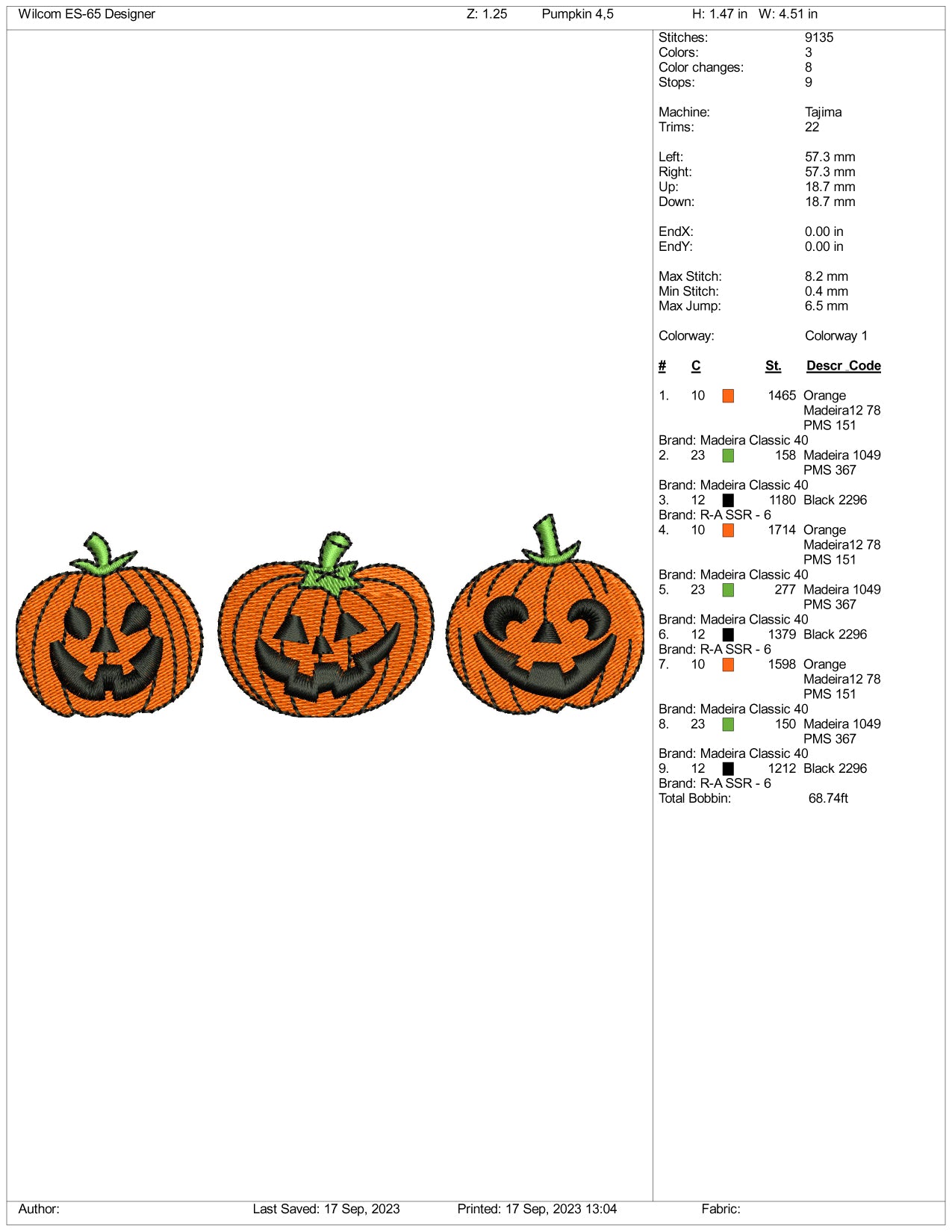 3 Halloween Pumpkin Embroidery Design Files 