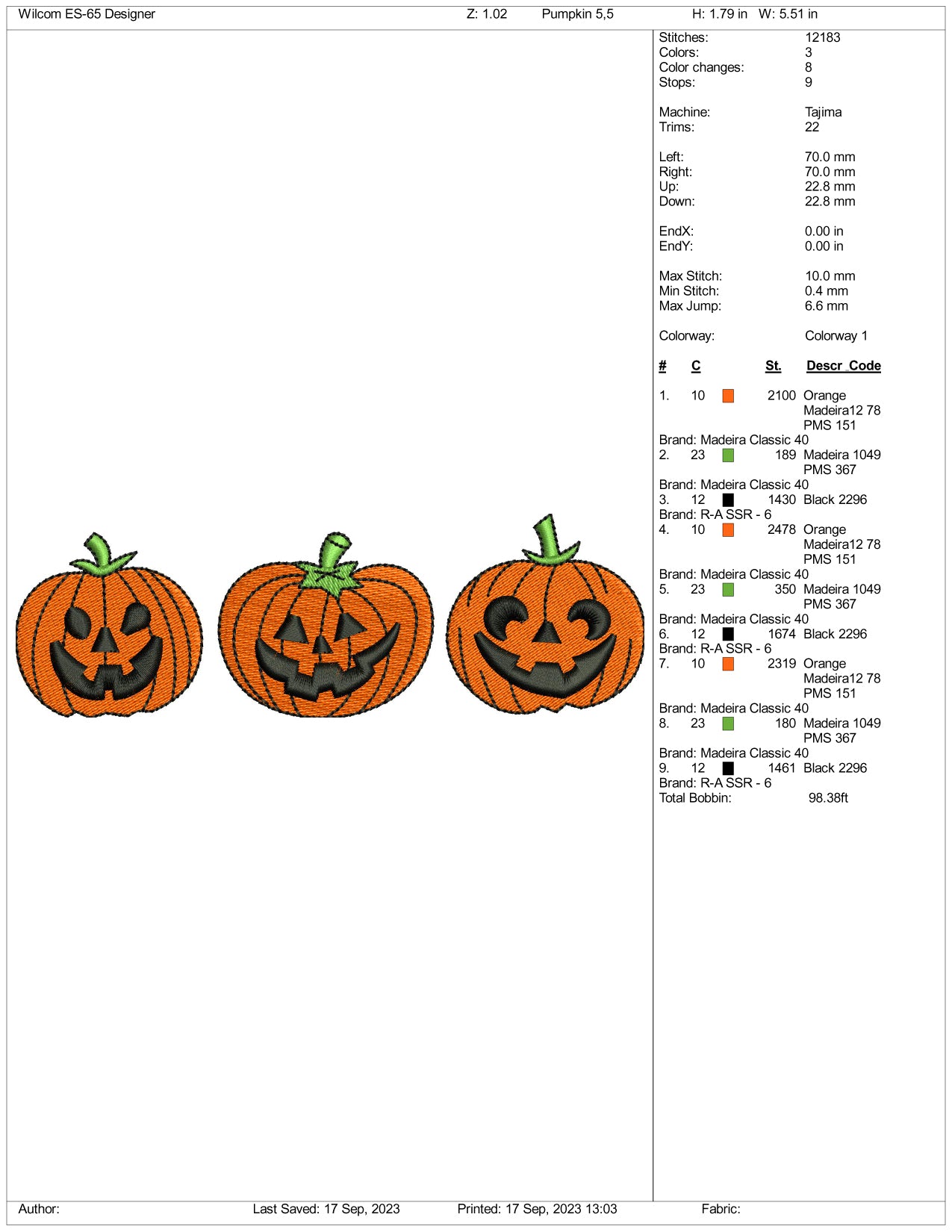 3 Halloween Pumpkin Embroidery Design Files 