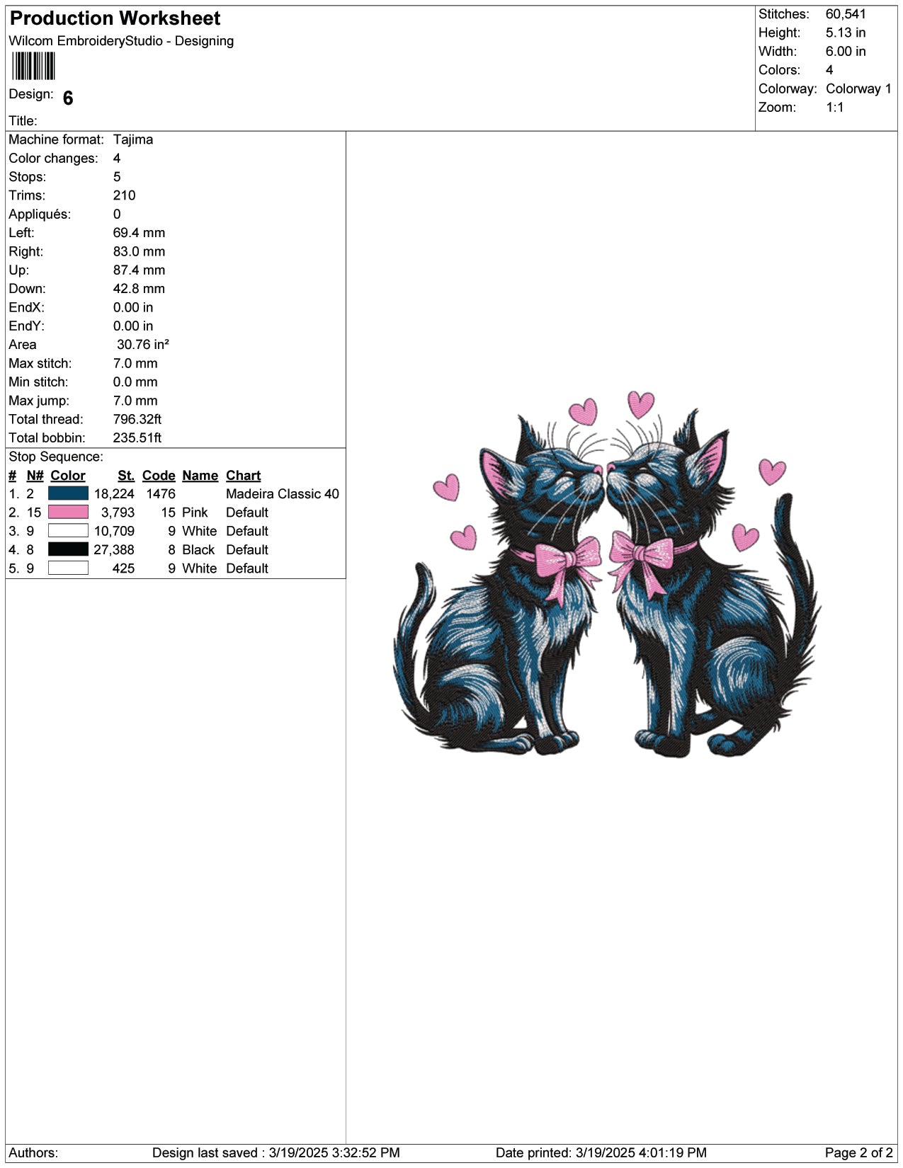 Love Couple Cats Embroidery Design Files - 9 Size's