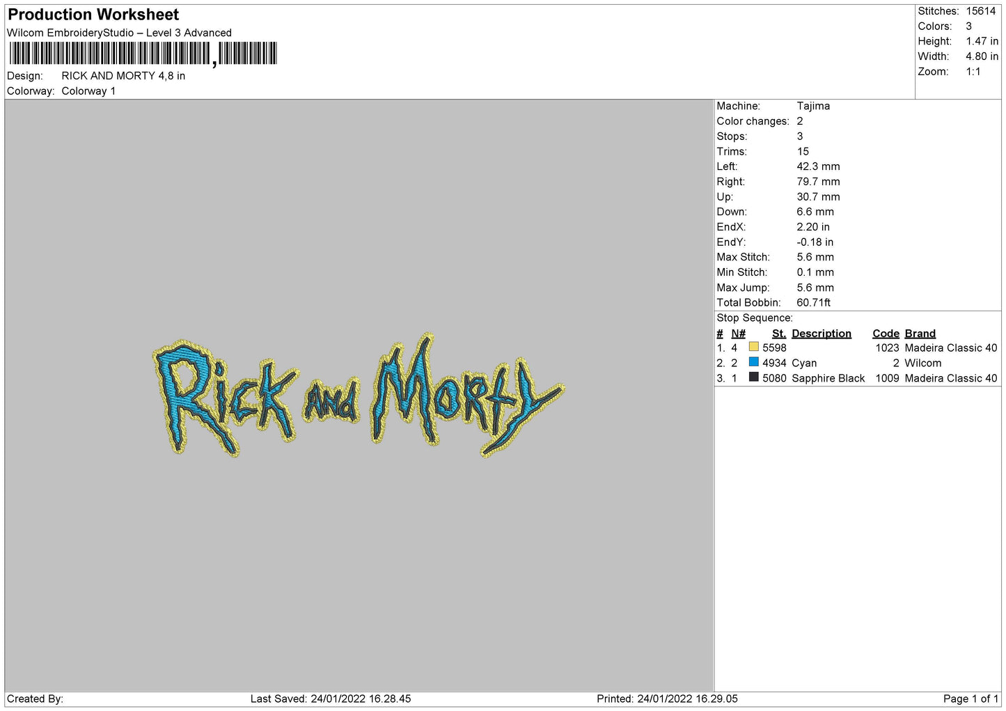 Rick and Morty Logo Embroidery Design Files - 4 Size's