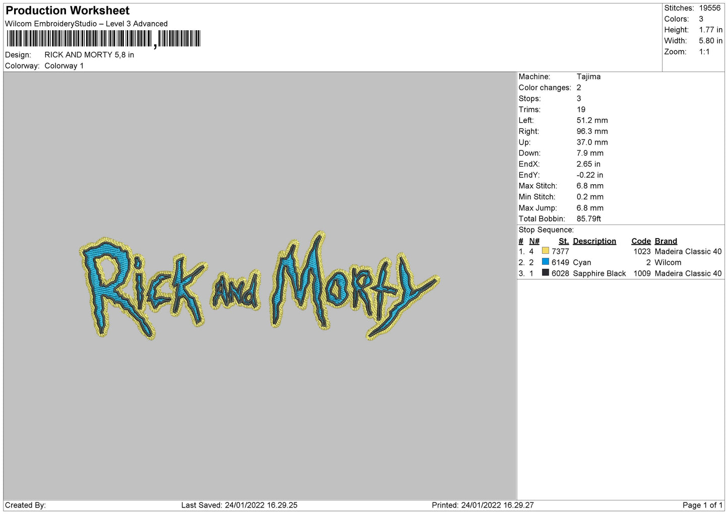 Rick and Morty Logo Embroidery Design Files - 4 Size's
