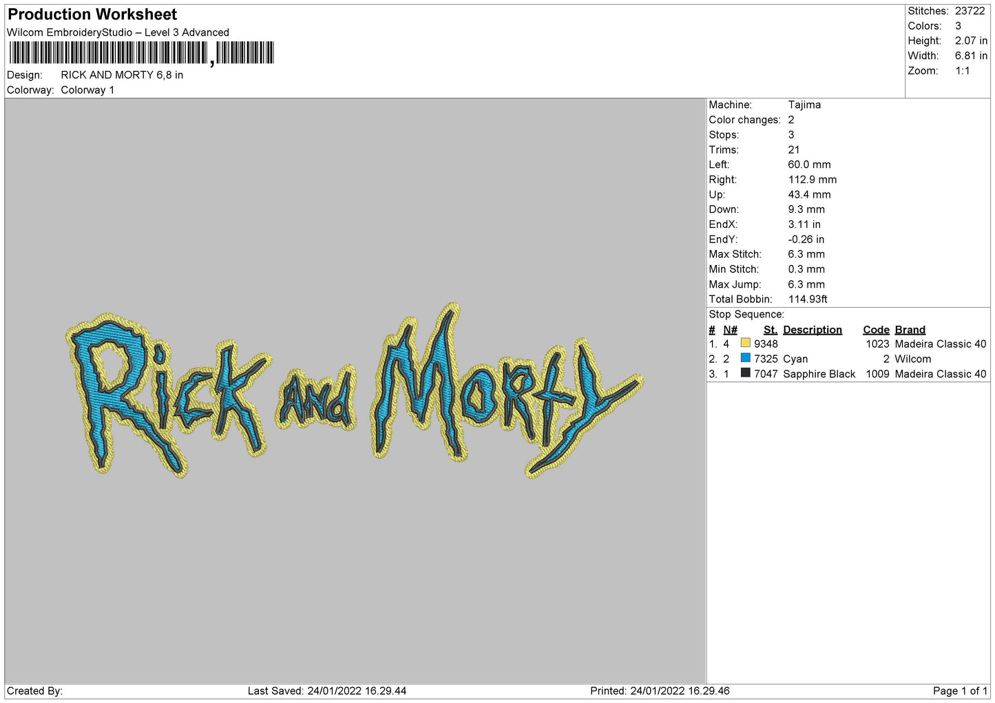 Rick and Morty Logo Embroidery Design Files - 4 Size's