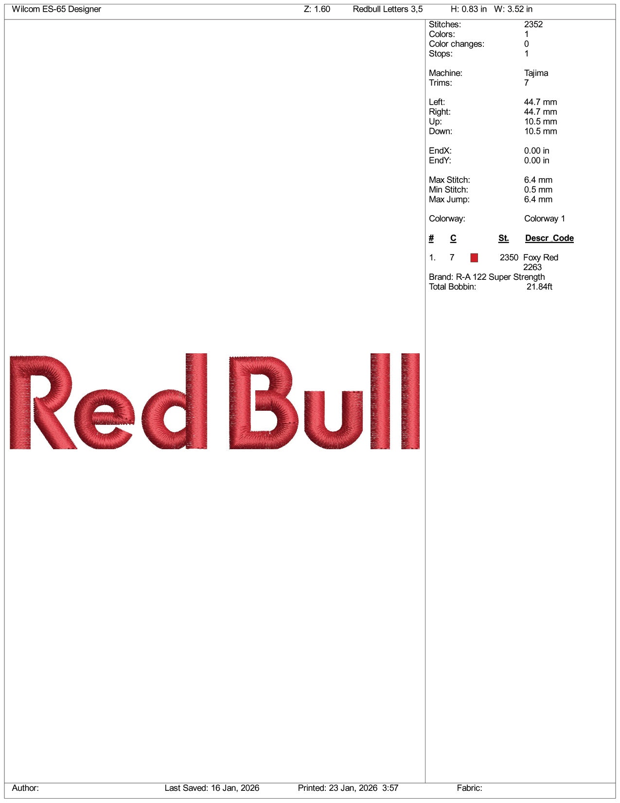 Red Bull Logo v2 Embroidery Design Files - 3 Size's