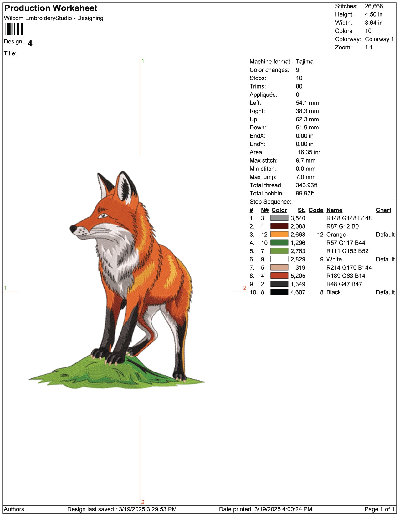 Regal Fox on the Hill Embroidery Design Files - 9 Size's