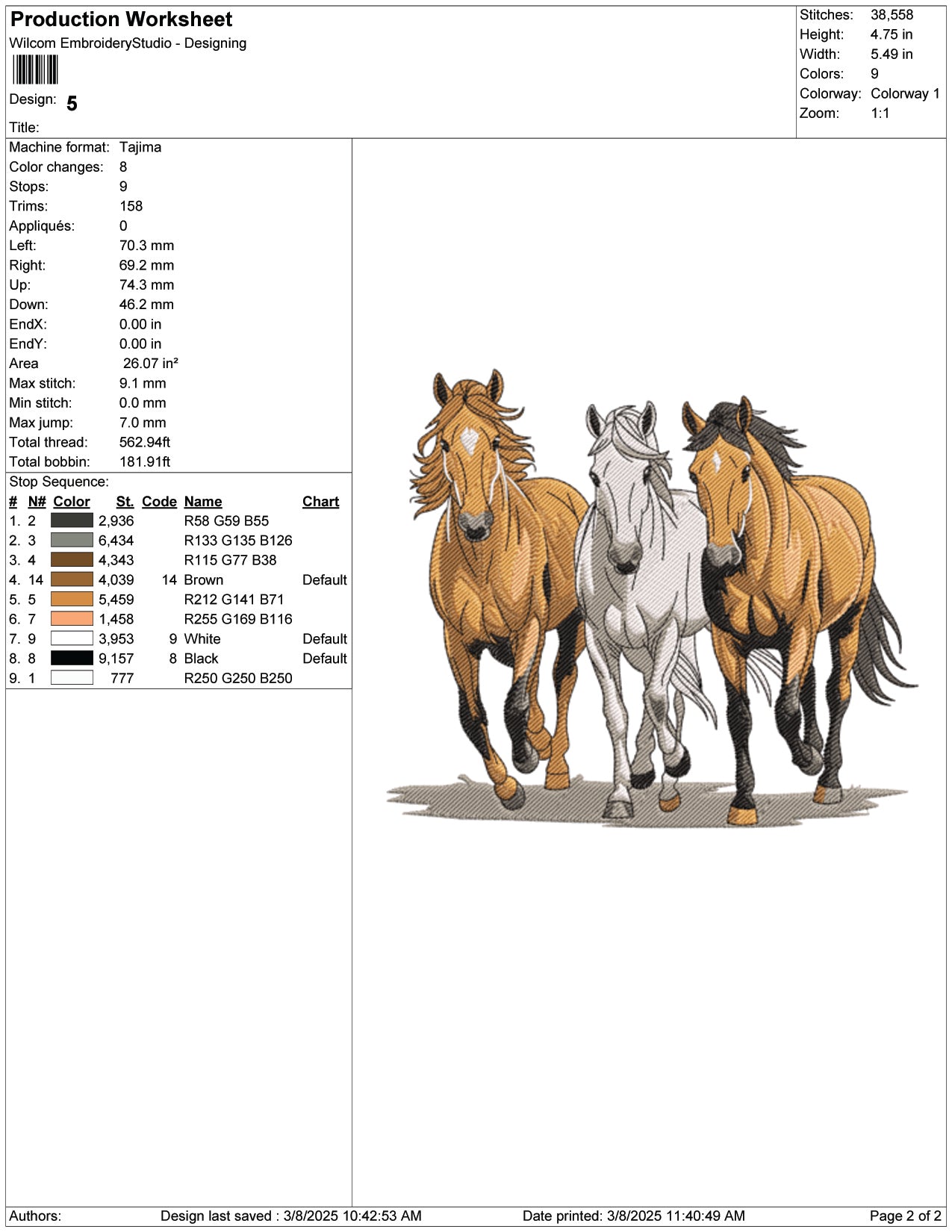 Running Horses Embroidery Design Files - 9 Size's