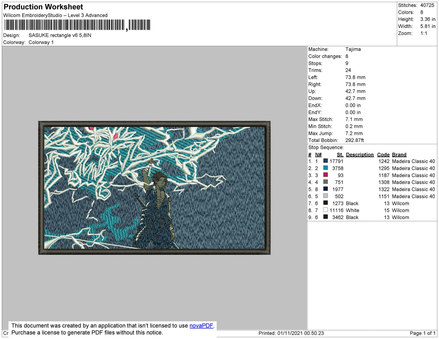 Anime Power Embroidery Design Files - 4 Size's