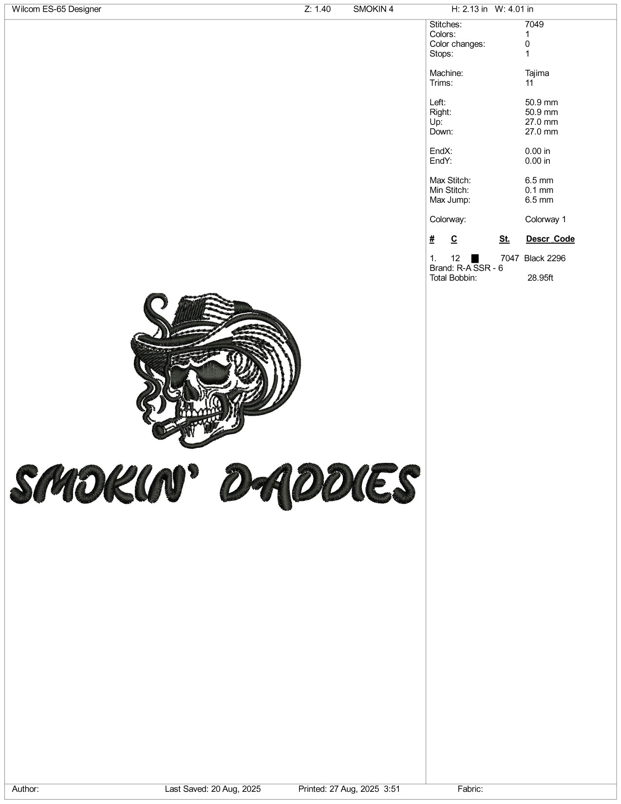 Smokin Daddies Embroidery Design Files - 3 Size's
