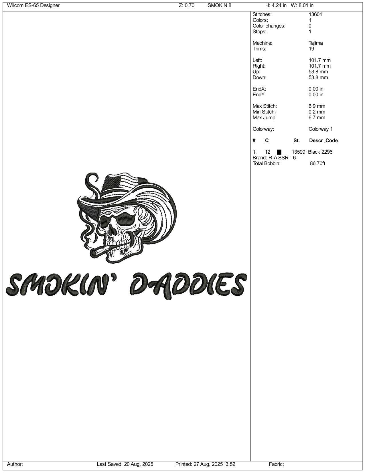 Smokin Daddies Embroidery Design Files - 3 Size's
