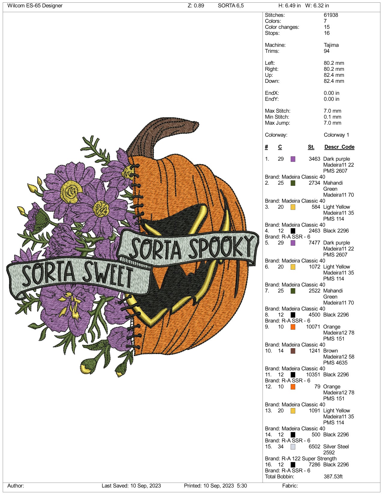 Sorta Sweet Sorta Spooky Embroidery Design Files - 3 Size's