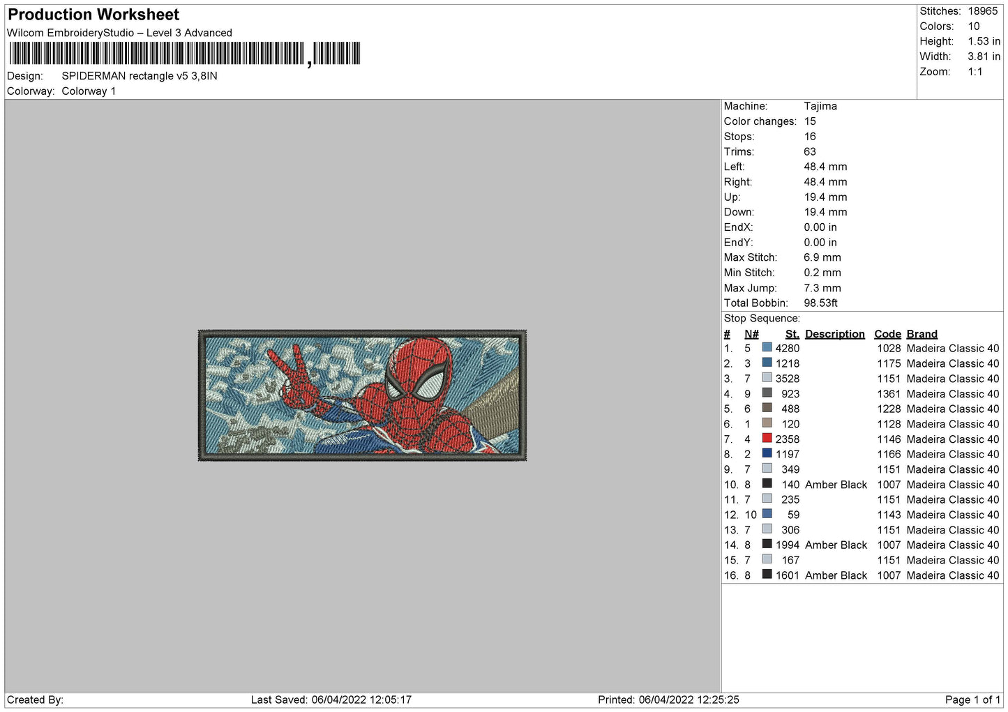 Spiderman Rectangle Embroidery Design Files - 4 Size's