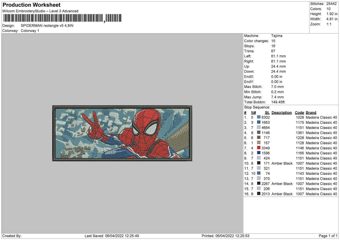 Spiderman Rectangle Embroidery Design Files - 4 Size's