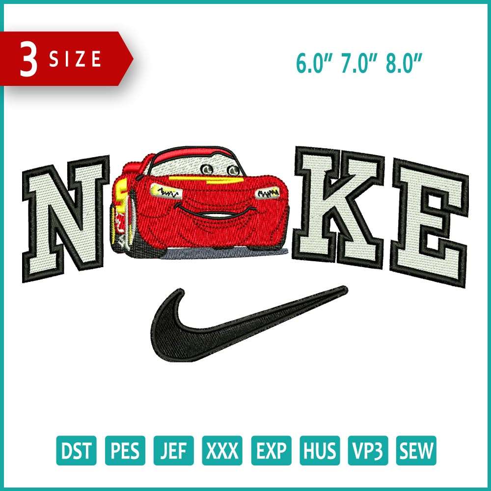 Lightning McQueen Embroidery Design Files - 3 Size's