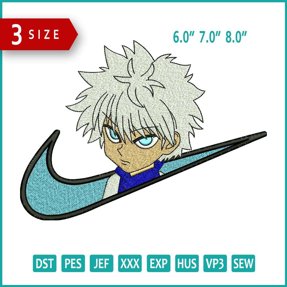 Nike Killua Zoldyck Embroidery Design Files - 3 Size's