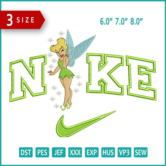 Nike Tinker Bell Embroidery Design Files - 3 Size's
