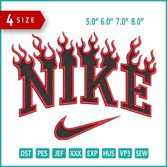 Nike Fire Effect Embroidery Design Files - 4 Size's