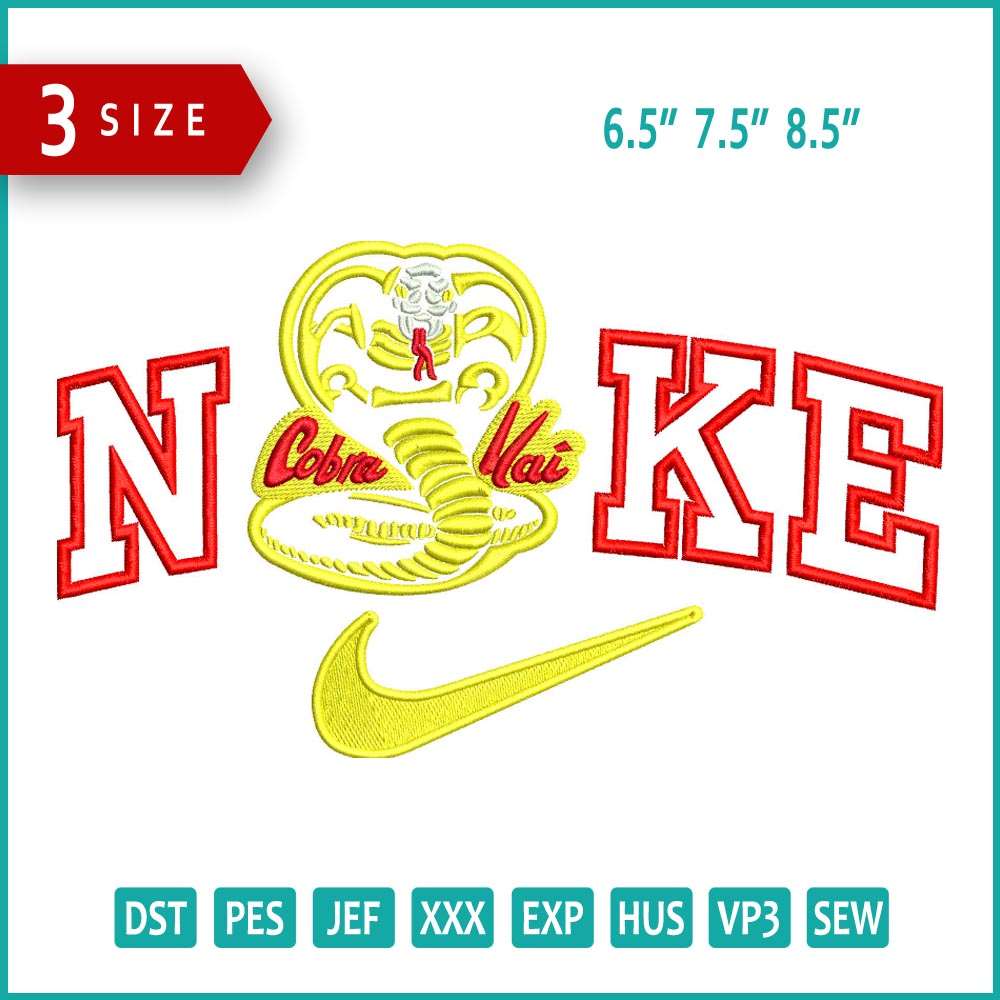 Nike Cobra Embroidery Design Files - 3 Size's