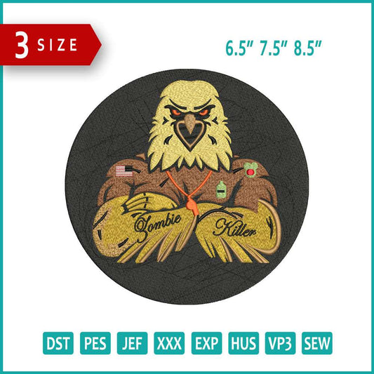 Commando Eagle Embroidery Design Files - 3 Size's