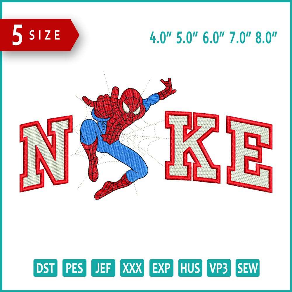 Nike Spiderman v3 Embroidery Design Files - 3 Size's