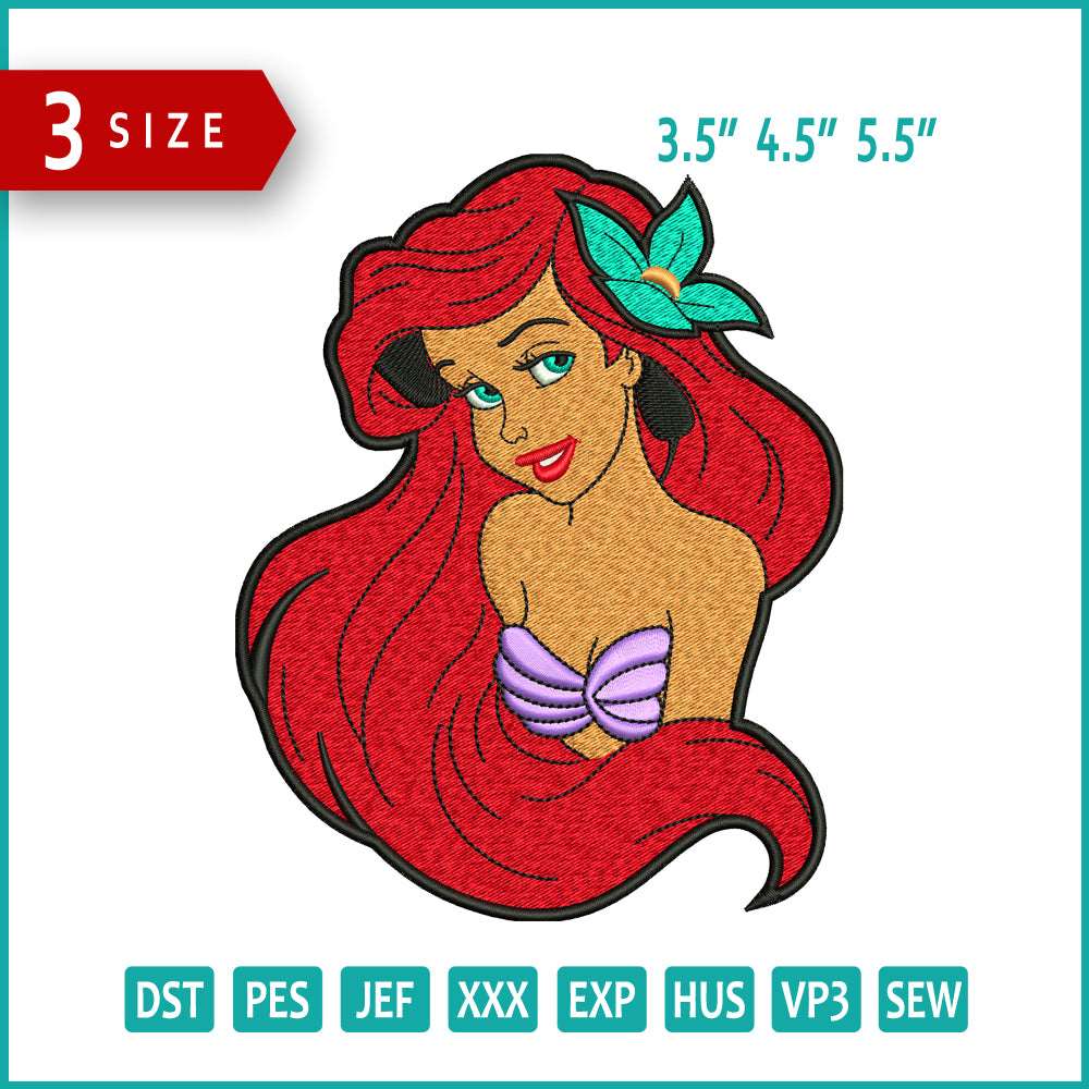 Ariel Embroidery Design Files - 3 Size's