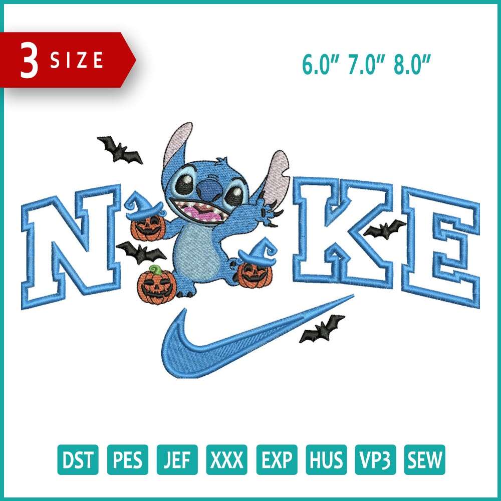 Nike Halloween Stitch Embroidery Design Files - 3 Size's