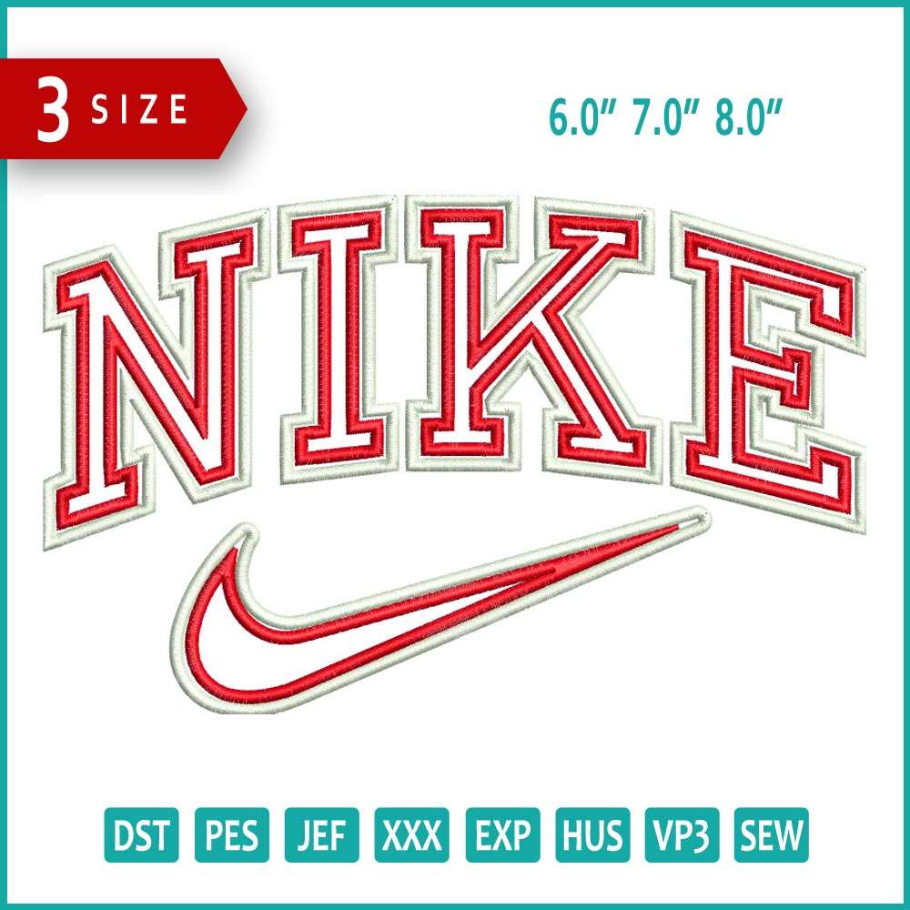 Red Nike Embroidery Design Files - 3 Size's