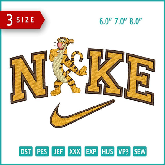 Nike Tiger Embroidery Design Files - 3 Size's