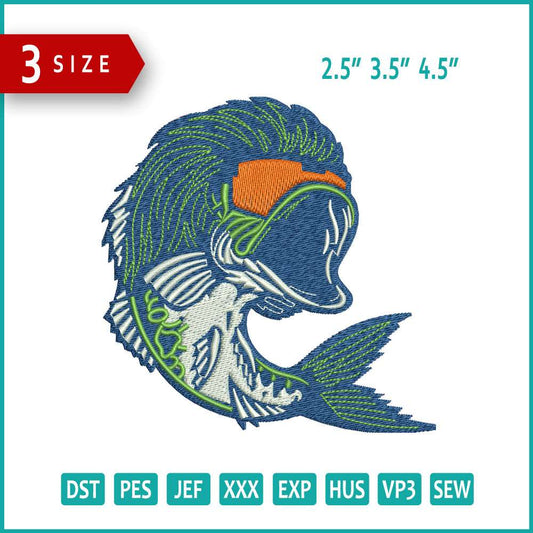 Fish Embroidery Design Files - 3 Size's