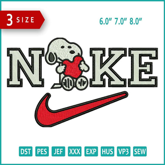 Nike Snoopy Embroidery Design Files - 3 Size's