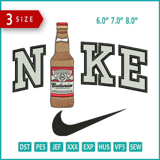 Nike Bottle Beer Embroidery Design Files - 3 Size's