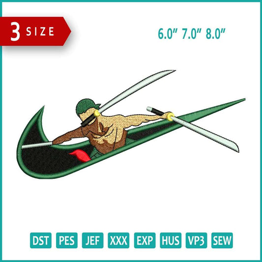 Nike Roronoa Zoro Embroidery Design Files - 3 Size's