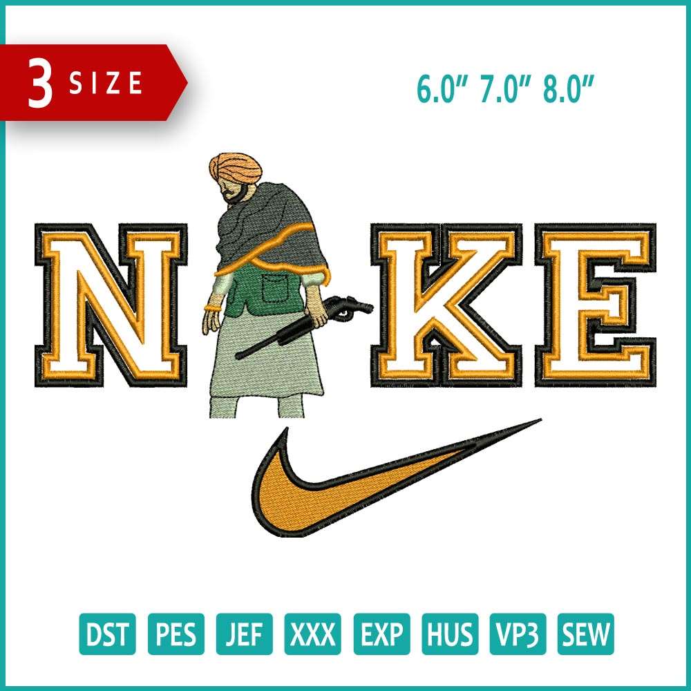 Nike Sidhu Moose Wala Embroidery Design Files - 3 Size's