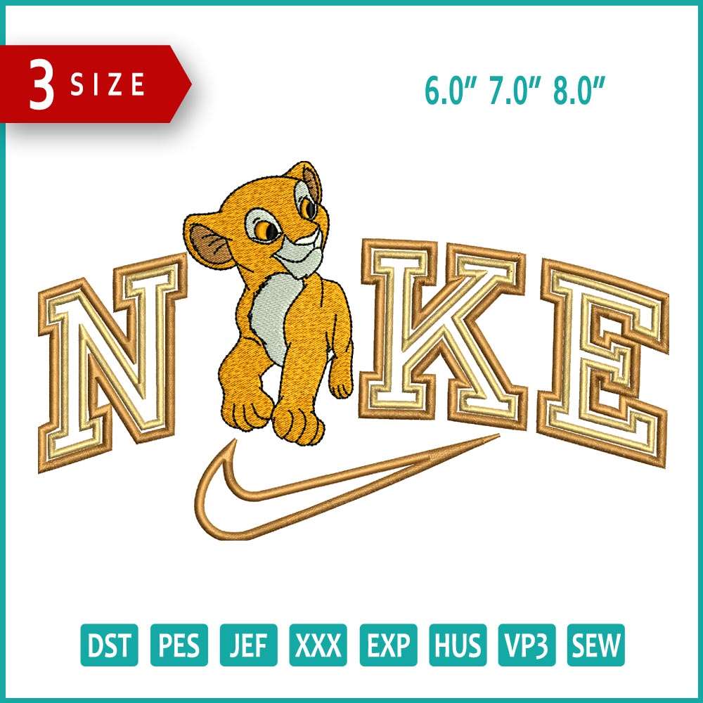 Simba Embroidery Design Files - 3 Size's