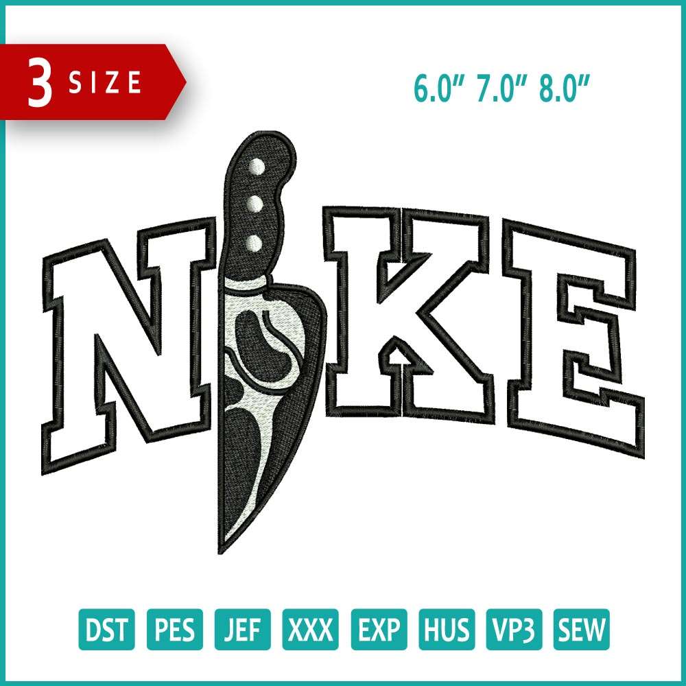 Nike Horror Knife v2 Embroidery Design Files - 3 Size's