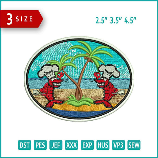 Beach Chef Embroidery Design Files - 3 Size's