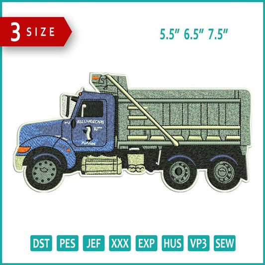 Dump Truck Embroidery Design Files - 3 Size's