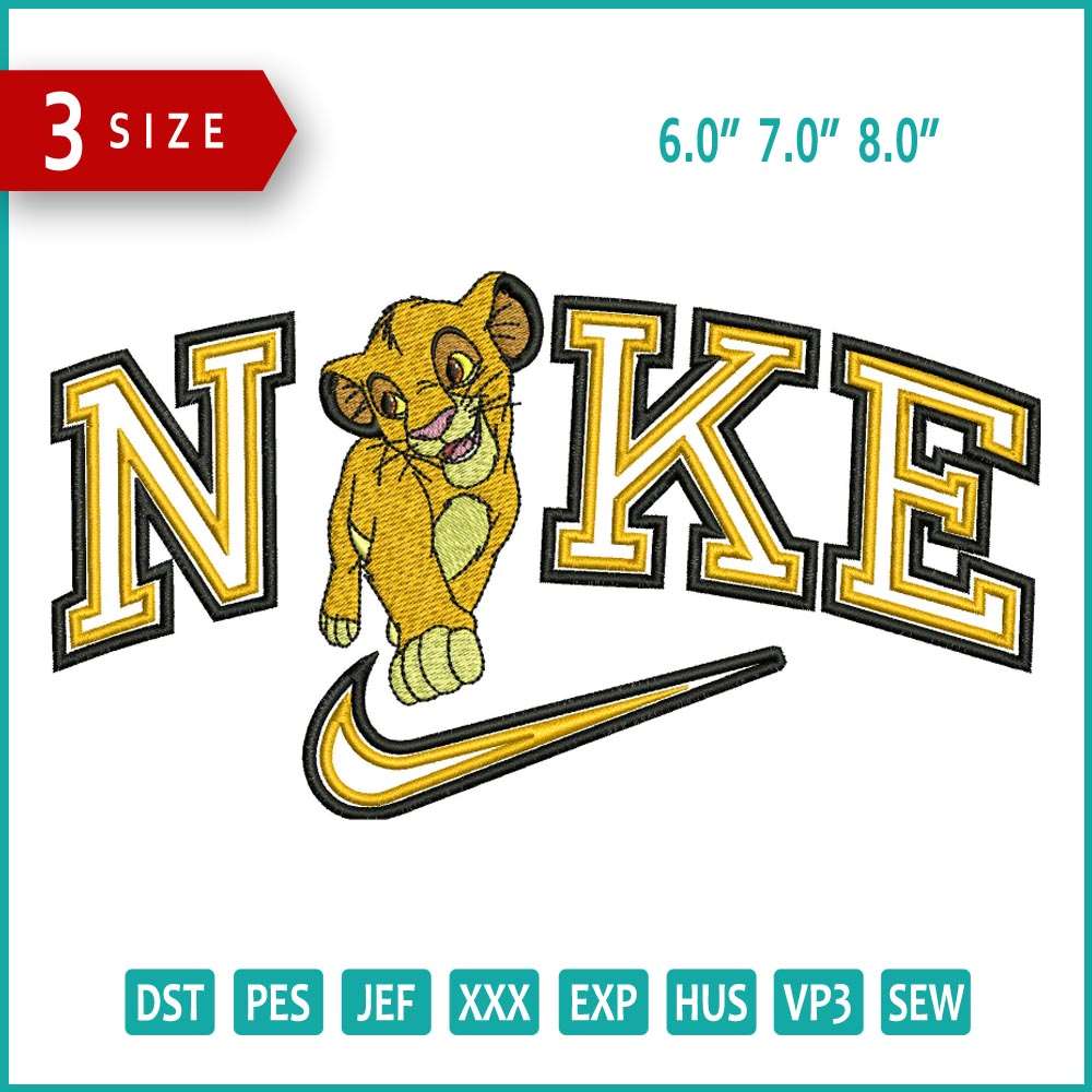 NIke Simba Embroidery Design Files - 3 Size's – Online Embroidery Designs