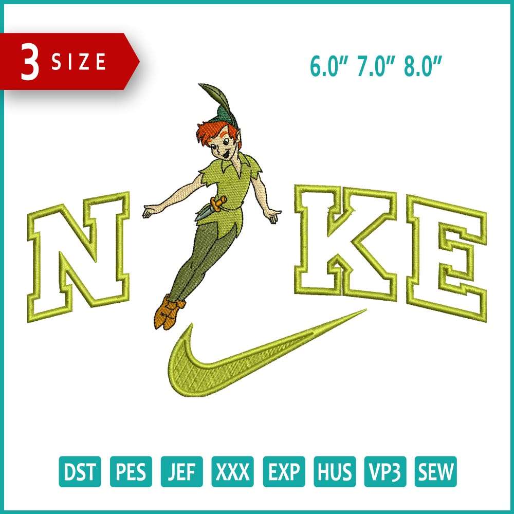 Nike Peter Pan Embroidery Design Files - 3 Size's