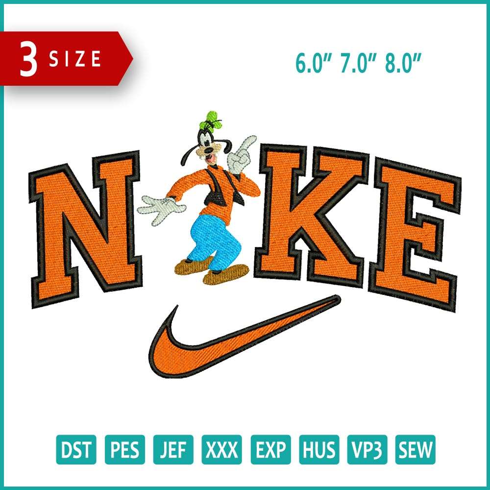 Nike Goofy Embroidery Design Files - 3 Size's