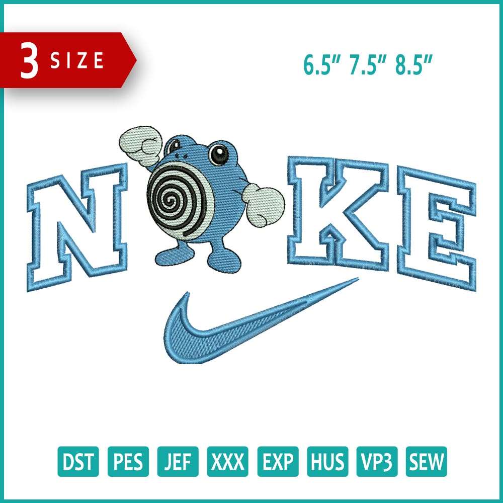 Nike Poliwhirl Embroidery Design Files - 3 Size's