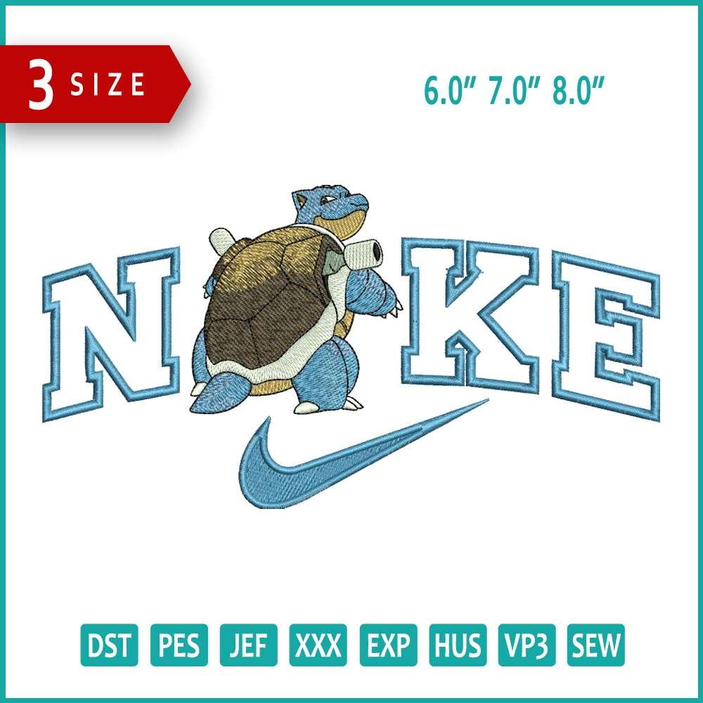 Nike Blastoise Embroidery Design Files - 3 Size's