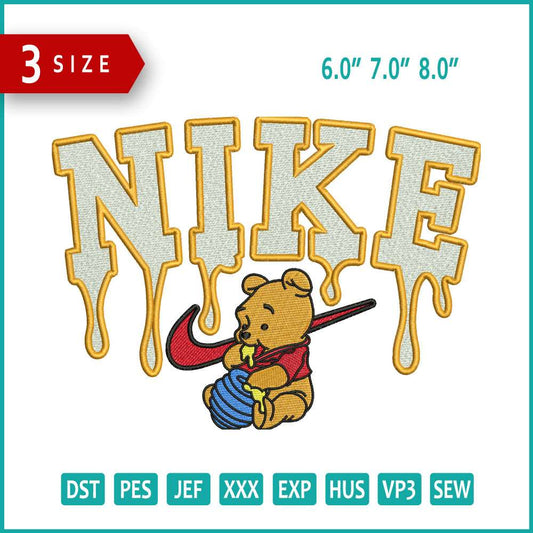 Nike Pooh Embroidery Design Files - 3 Size's