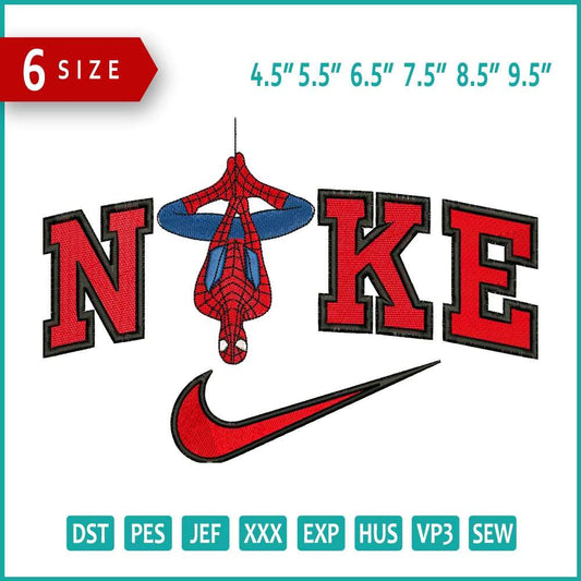 Nike Spiderman v2 Embroidery Design Files - 6 Size's