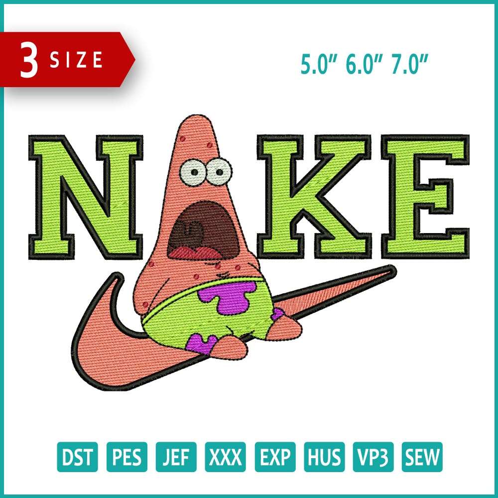 Patrick Star Embroidery Design Files - 3 Size's