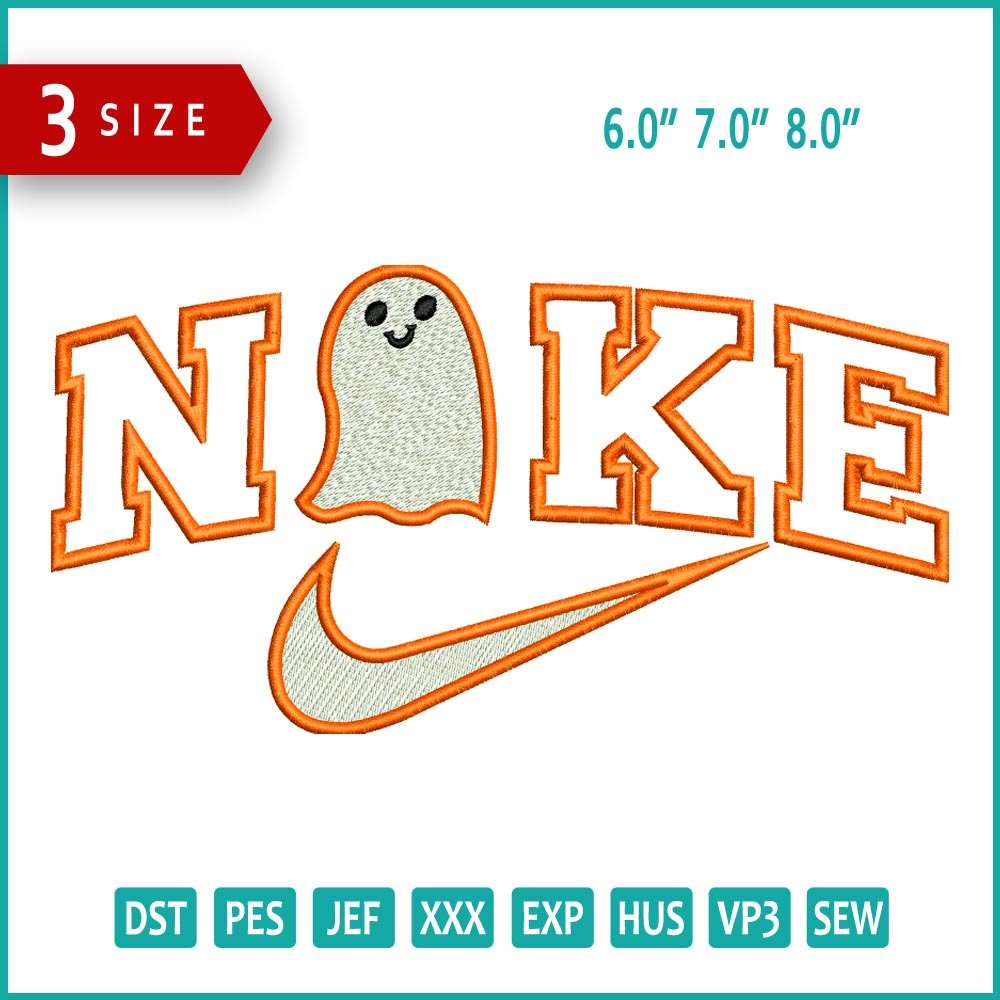 Nike Ghost Embroidery Design Files - 3 Size's