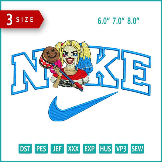 Nike Harley Quinn Embroidery Design Files - 3 Size's