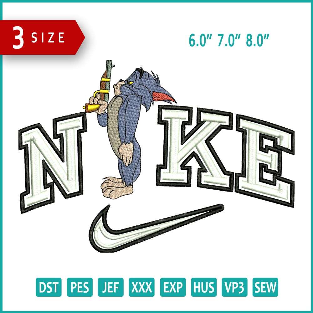 Nike Tom Embroidery Design Files - 3 Size's