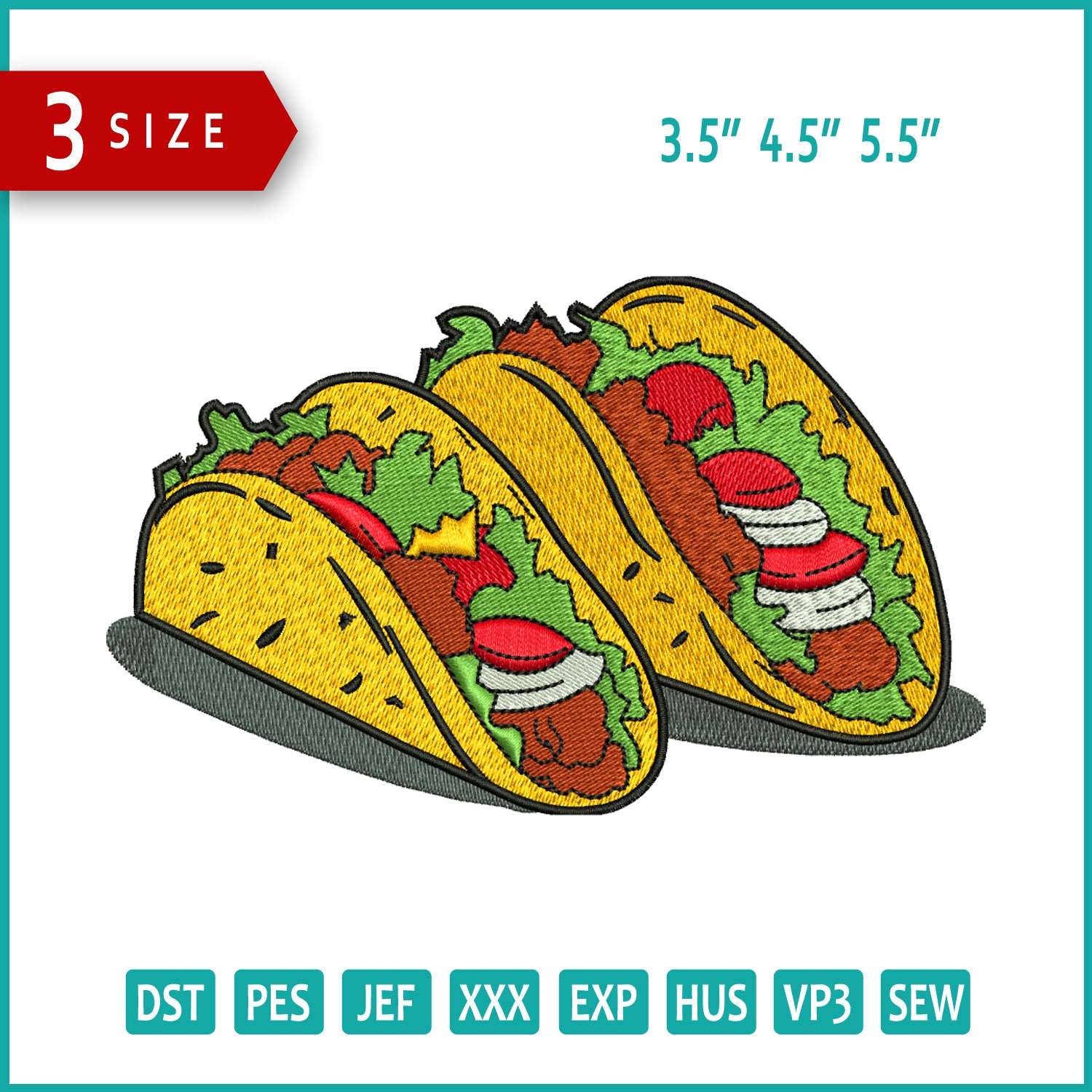 Crocs Taco Jibbitz Embroidery Design Files - 3 Size's