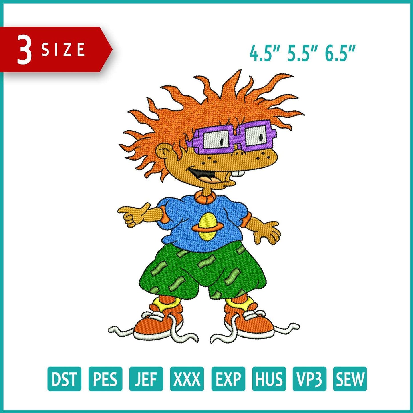 Chuckie Finster Embroidery Design Files - 3 Size's