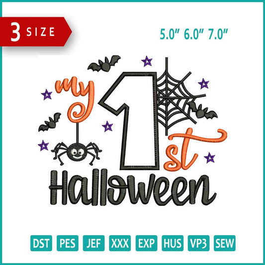 My 1st Halloweeen Embroidery Design Files - 3 Size's