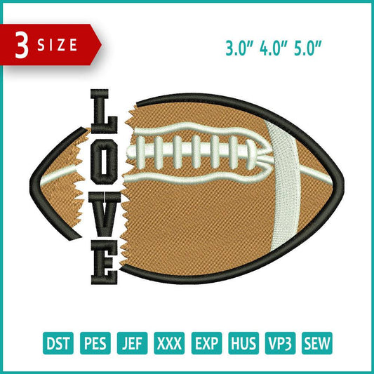 Football Love Embroidery Design Files - 3 Size's